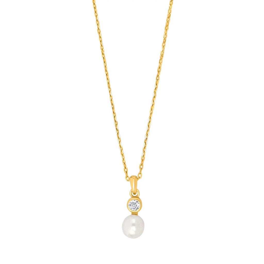 Damen Schmuck-Set Perle / Perla Serena / 925er Silber 8 K vergoldet / Zirkonia / Serie Nominor