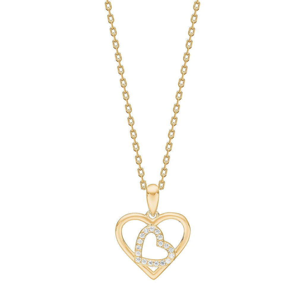 Damen Schmuck-Set Herz / Battito / 925er Silber 18 K vergoldet / Zirkonia / Serie RiveraNor