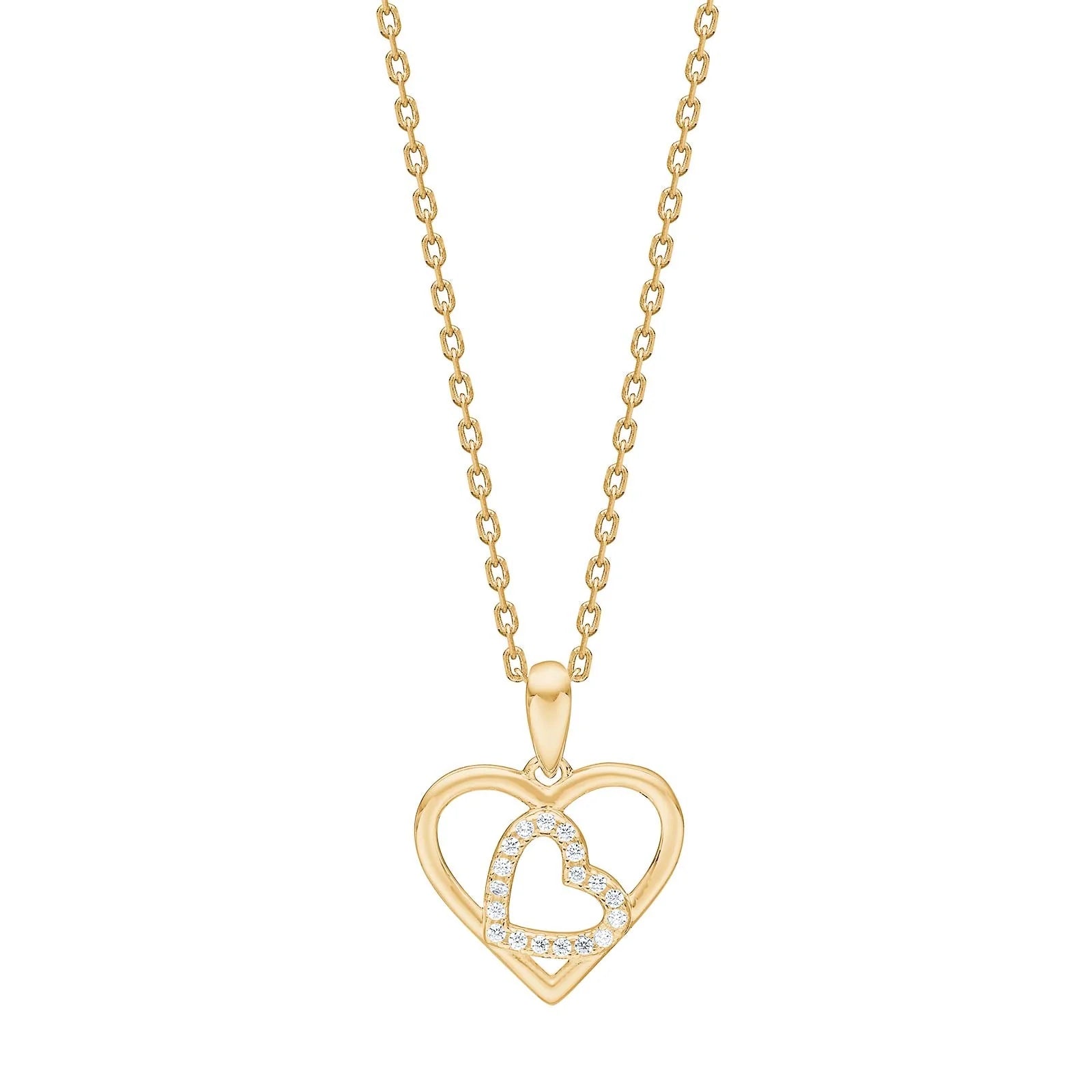 Damen Schmuck-Set Herz / Battito / 925er Silber 18 K vergoldet / Zirkonia / Serie RiveraNor
