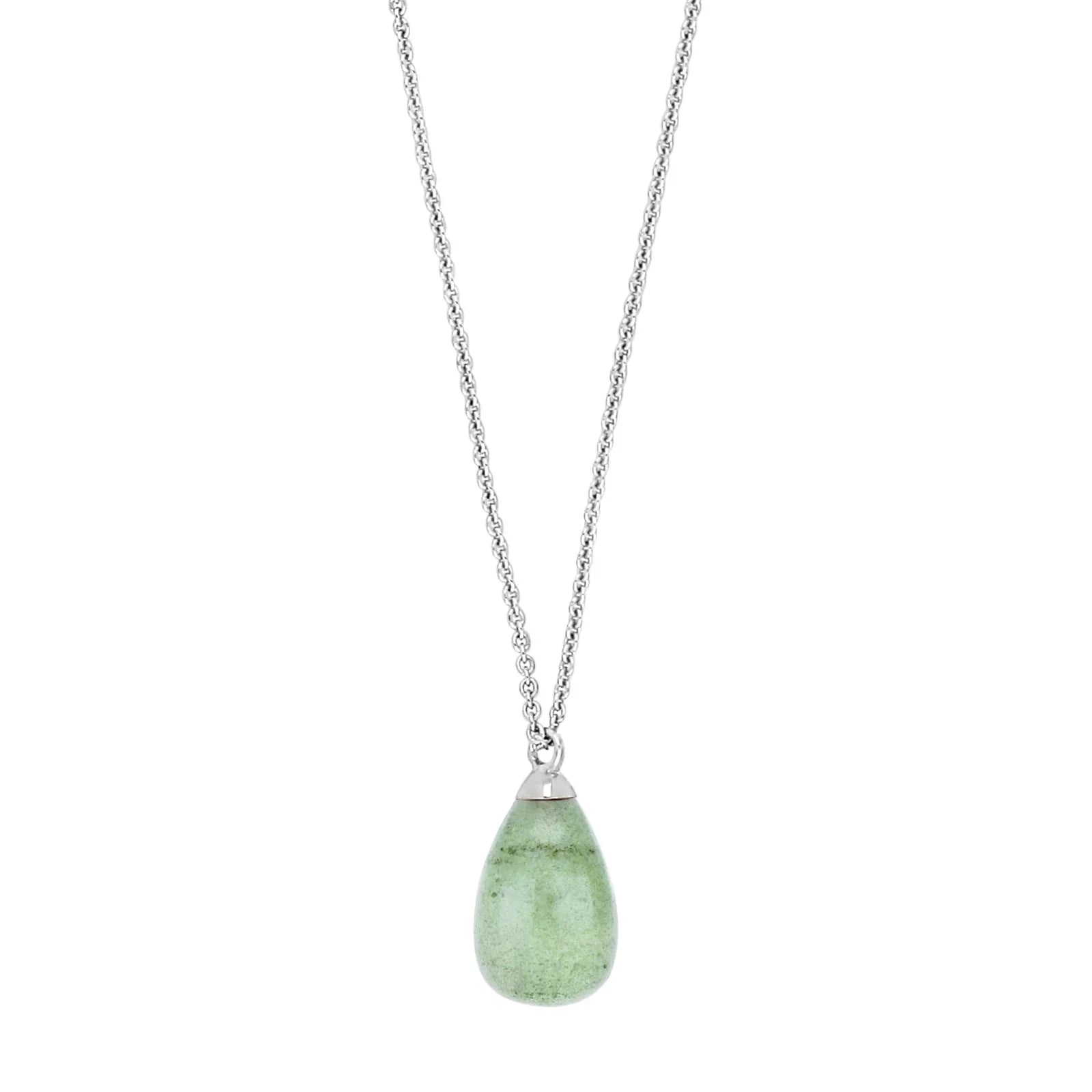 Damen Kette mit Anhänger / Goccia Verde Aura / 925er Silber / Aventurin / edel feminin
