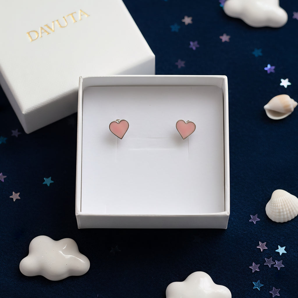 Kinder Ohrstecker Herzen rosa silber DAVUTA