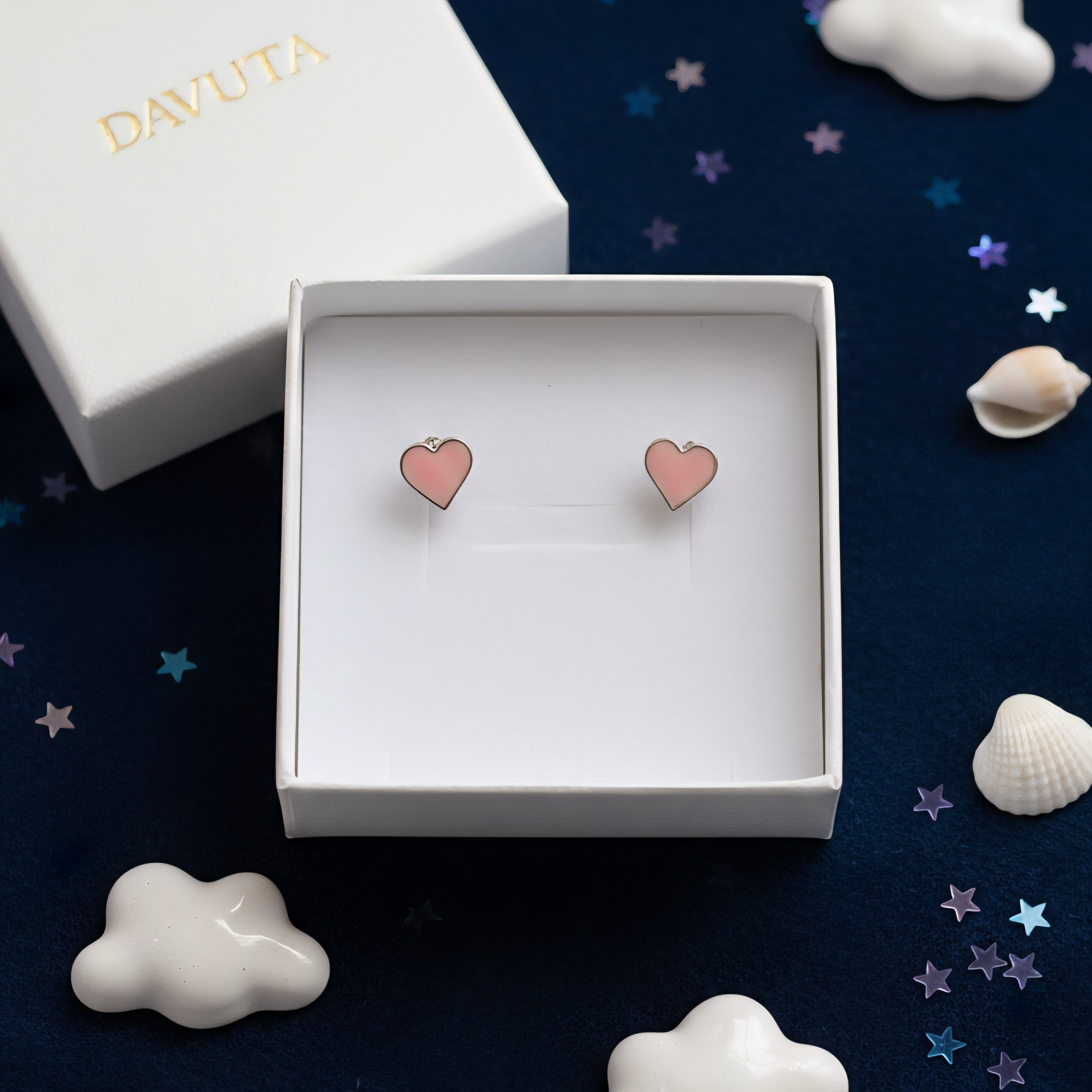 Kinder Ohrstecker Herzen rosa silber DAVUTA