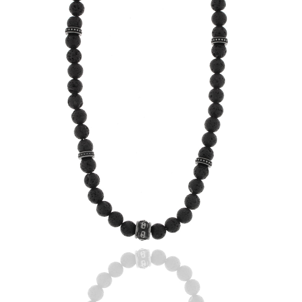 Herren Halskette / Notte Vulcanica / Lava / Edelstahl / kraftvoll + maskulin