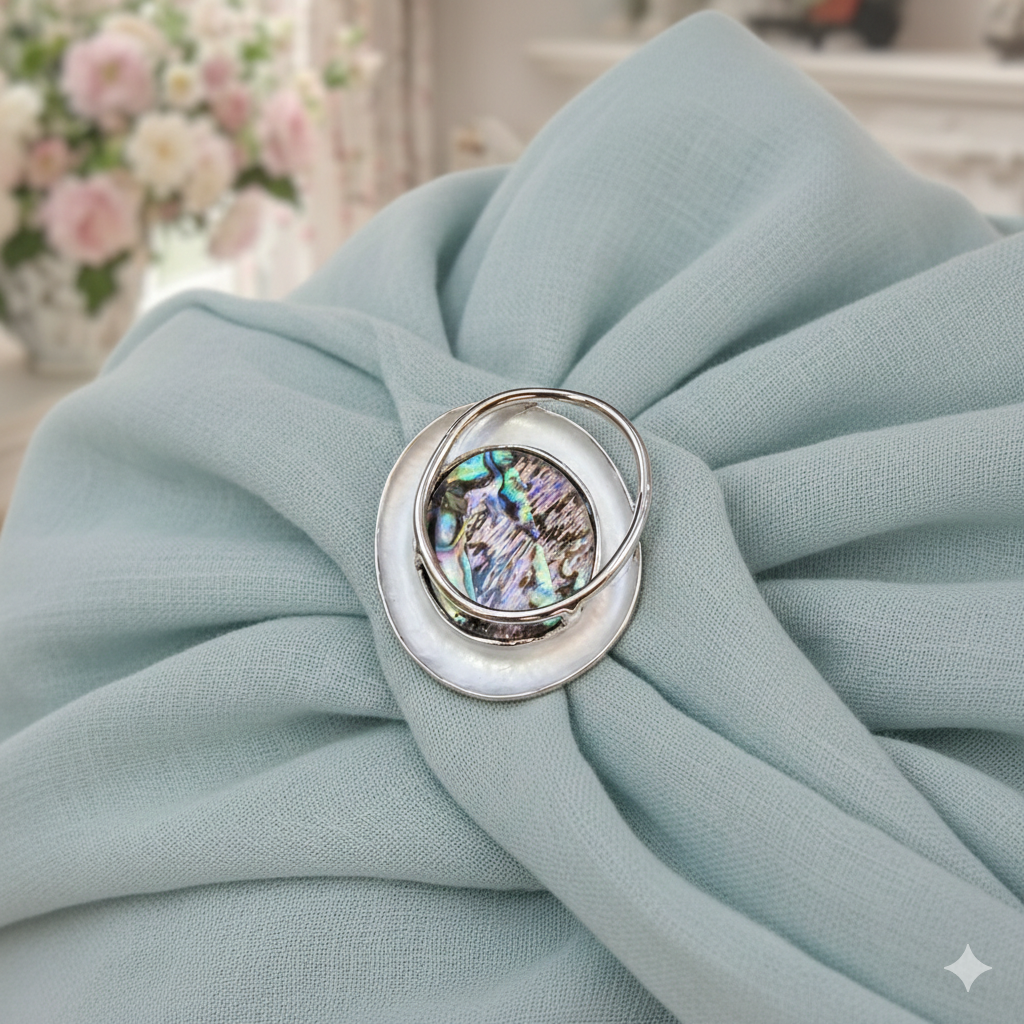 Ovale Magnetbrosche mit Abalone versilbert by DAVUTA