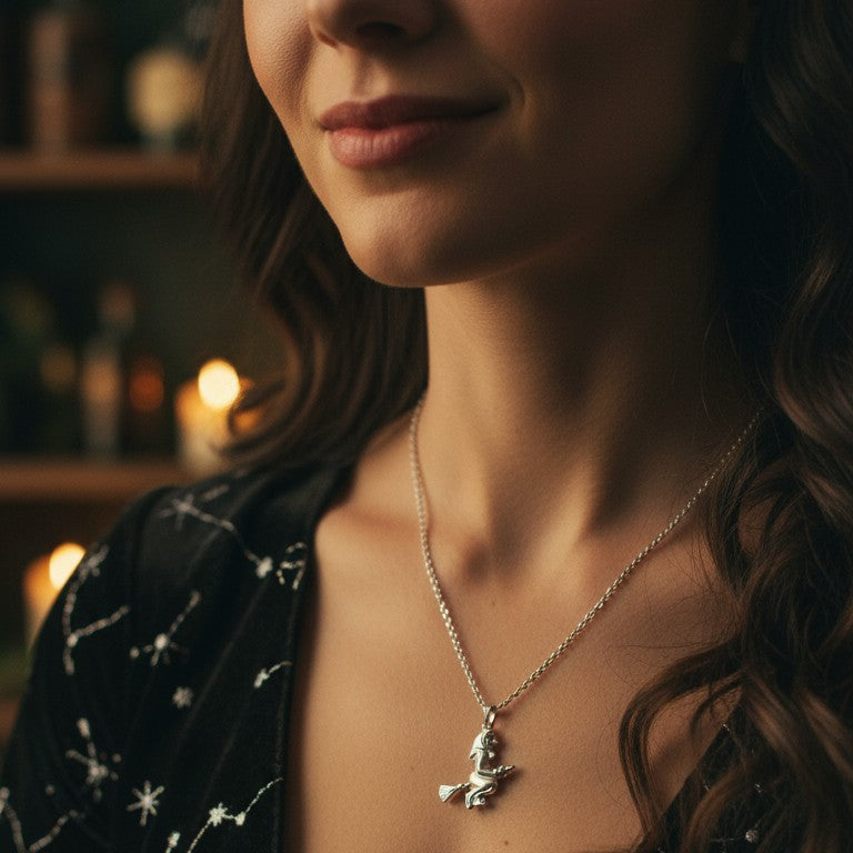 Model Hexe mit Kette und Anhänger in Silber by DAVUTA Spirit Jewellery