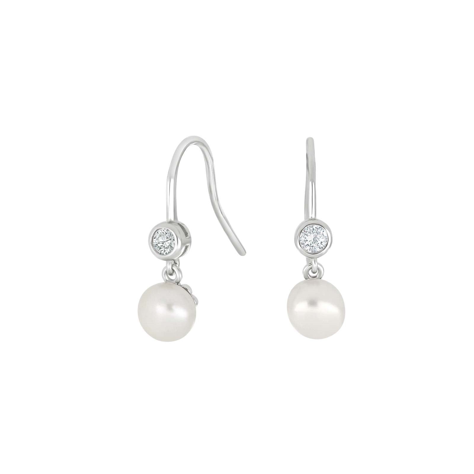 Damen Ohrring / Perla Luce / 925er Silber / Süßwasserperle + Zirkonia / Serie NOMINOR 1