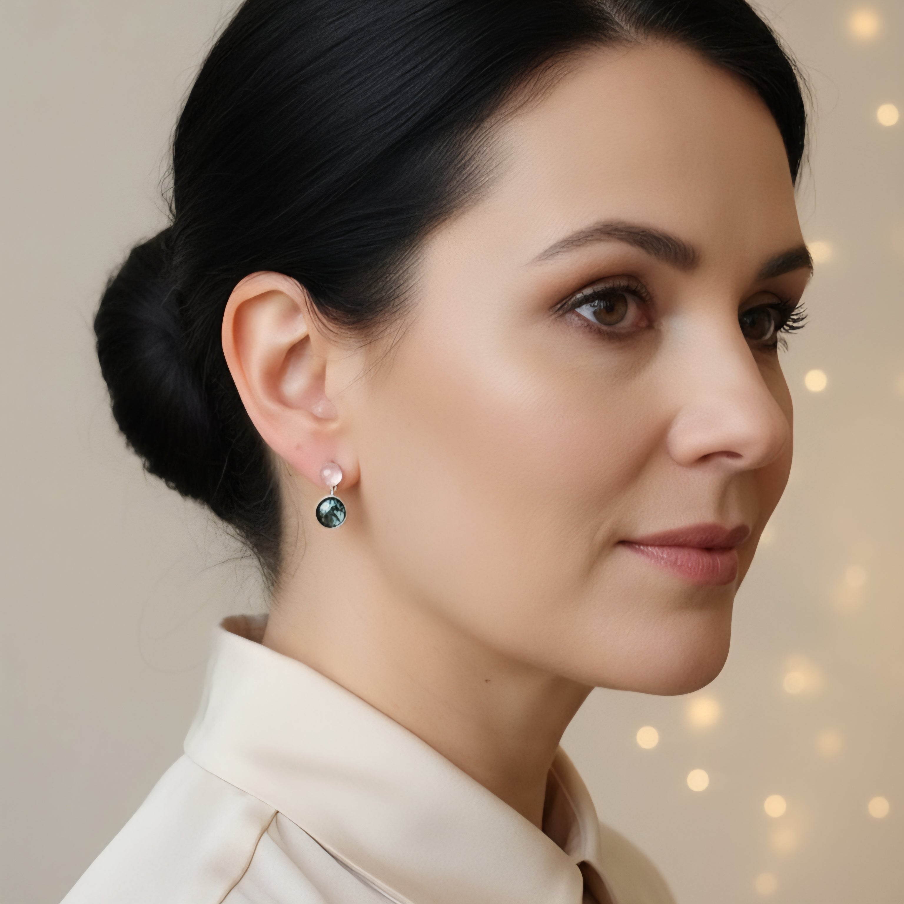 Ohrstecker Damen mit Abalone und Bergkristall