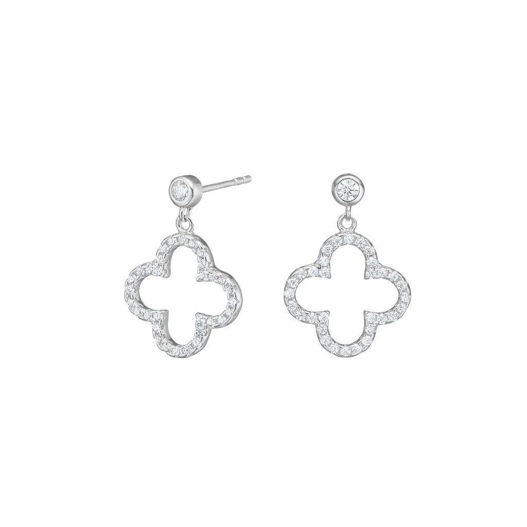 Damen Ohrring Kleeblatt No. 2 / Fiore della Fortuna / 925er Silber / Zirkonia / feminin elegant /Serie Pamelanor