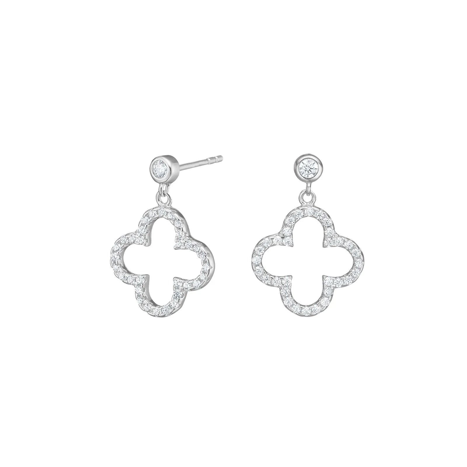 Damen Ohrring Kleeblatt No. 2 / Fiore della Fortuna / 925er Silber / Zirkonia / feminin elegant /Serie Pamelanor