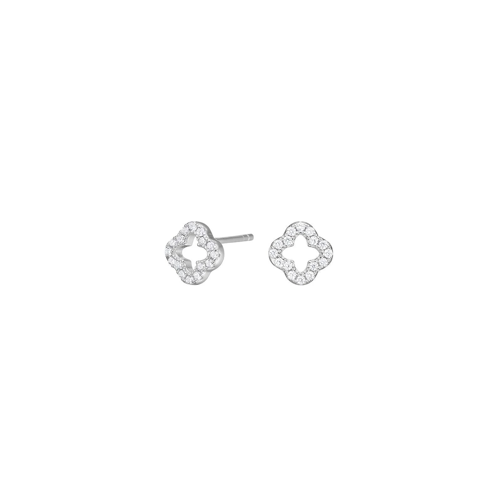 Damen Ohrring Kleeblatt / Fiore della Fortuna / 925er Silber / Zirkonia / feminin elegant /Serie Pamelanor