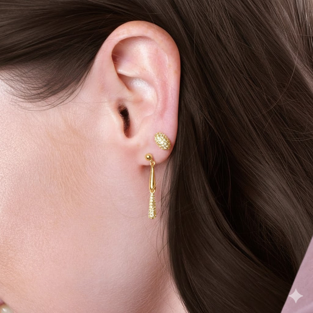 Damen Ohrring / Goccia Fine  / 935er Silber vergoldet / elegant schlicht / ROMYNOR