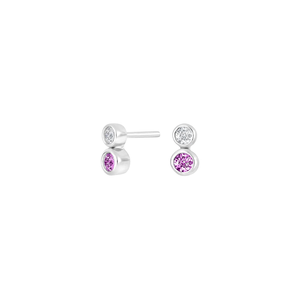 Damen Ohrring / Rosa Luce Piccola / 925er Silber / Zirkonia / Serie Idanor / schlicht + elegant
