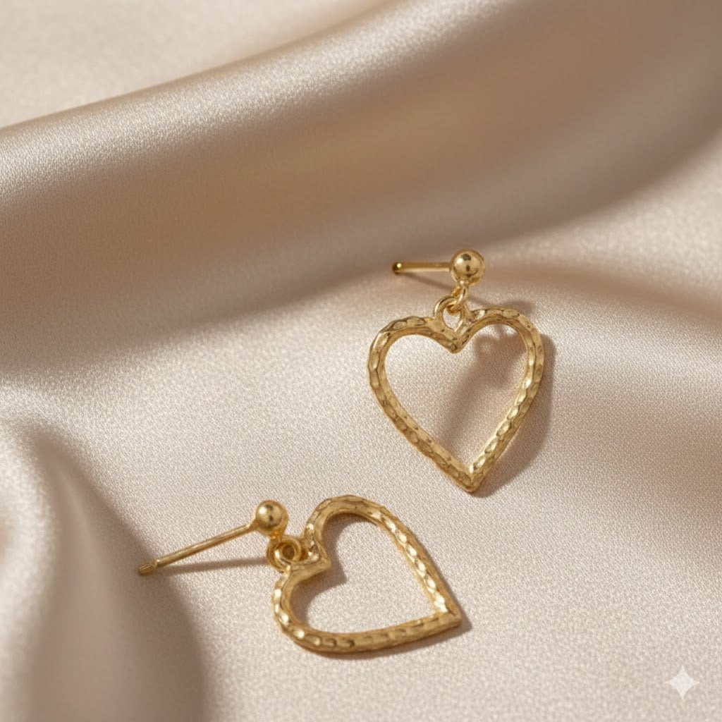 Damen Schmuck-Set Herz / Cuore Martellato / 925er Silber vergoldet / schlicht und schön