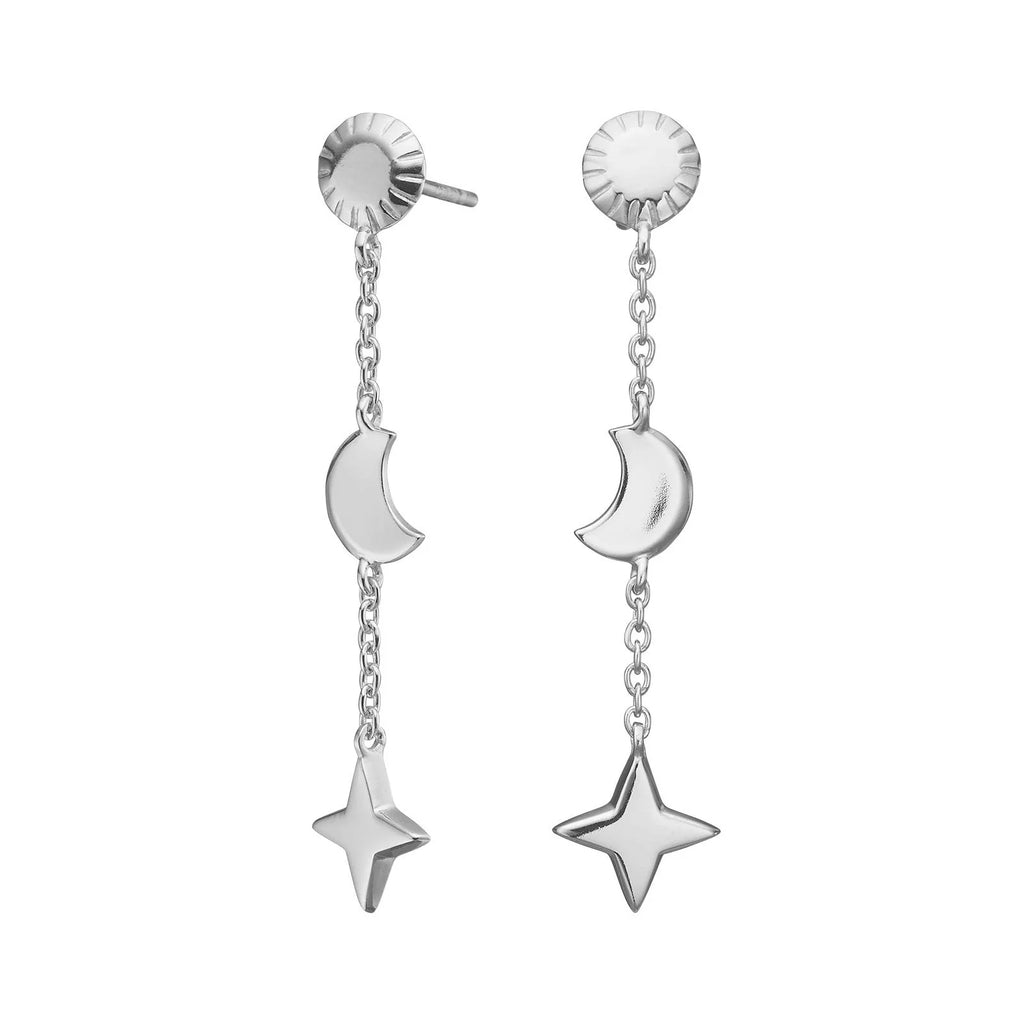 Damen Ohrringe / Universo / 925er Silber / Vergoldet 18 K / Sonne, Mond, Stern