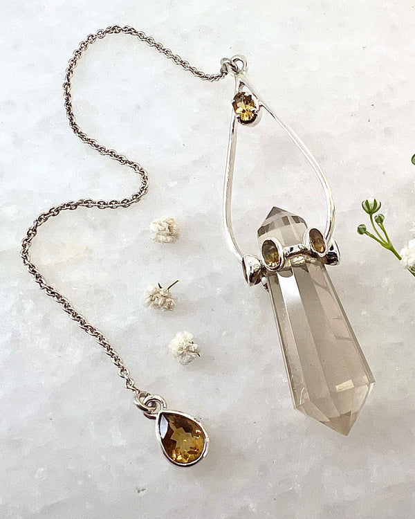 Designer Pendel / Linea Pura / Echte Kristalle / Vogelschliff / 925er Silber / Unikat