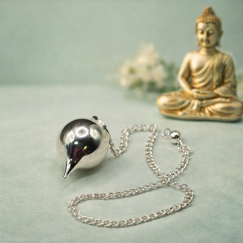 Pendel Stahl silberfarben Kugel mit Spitze und Kette No. 1 by DAVUTA