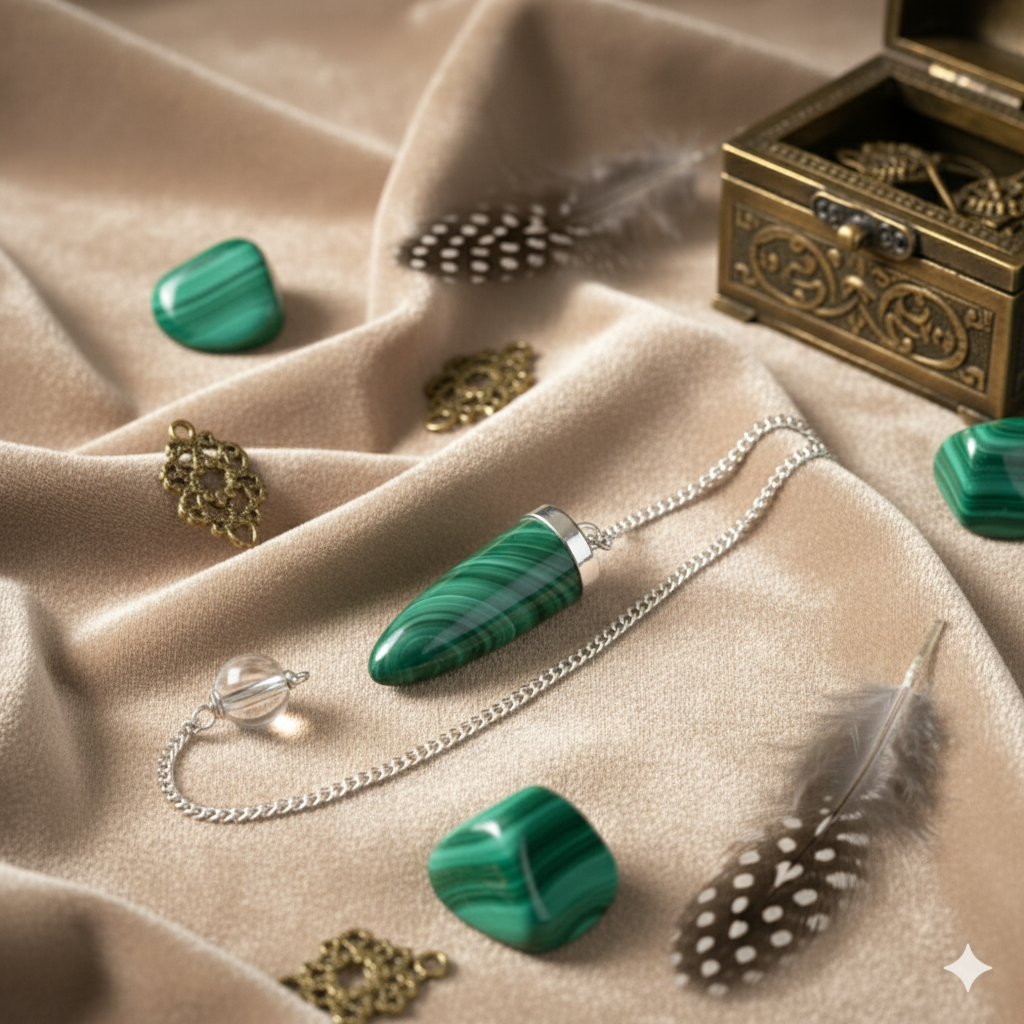 Pendel mit Malachit Spitze an Silberkette