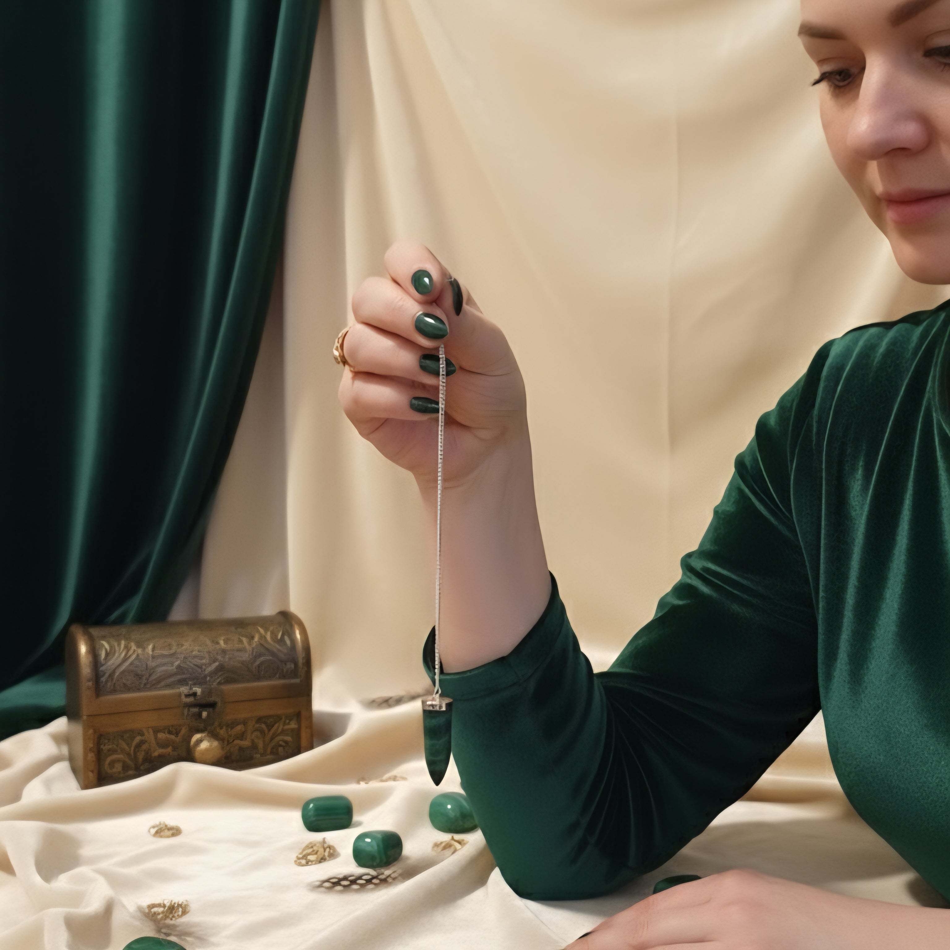 Pendel Malachit mit Silberkette