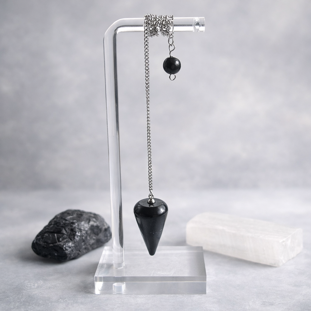 Pendel Schungit (stab.) Metallkette by DAVUTA