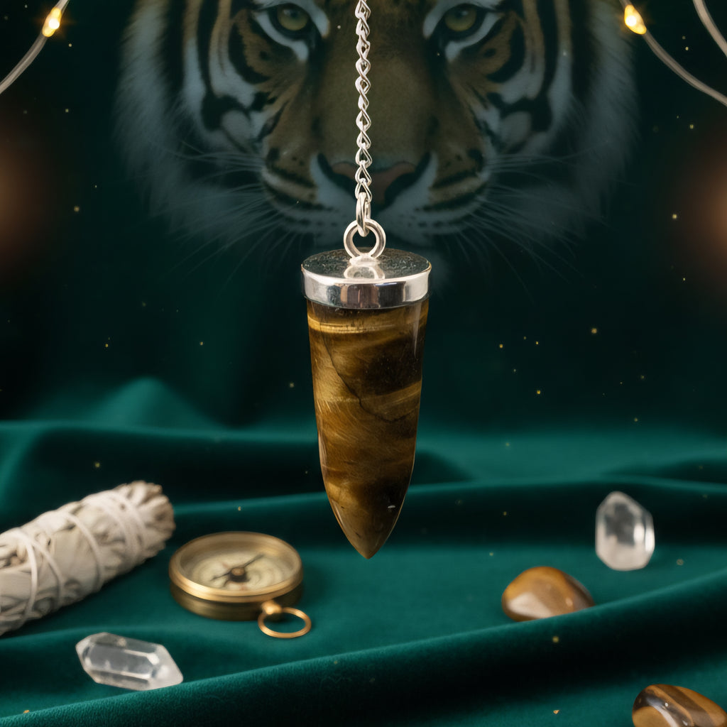 Pendel Tigerauge Spitze mit Silberkette