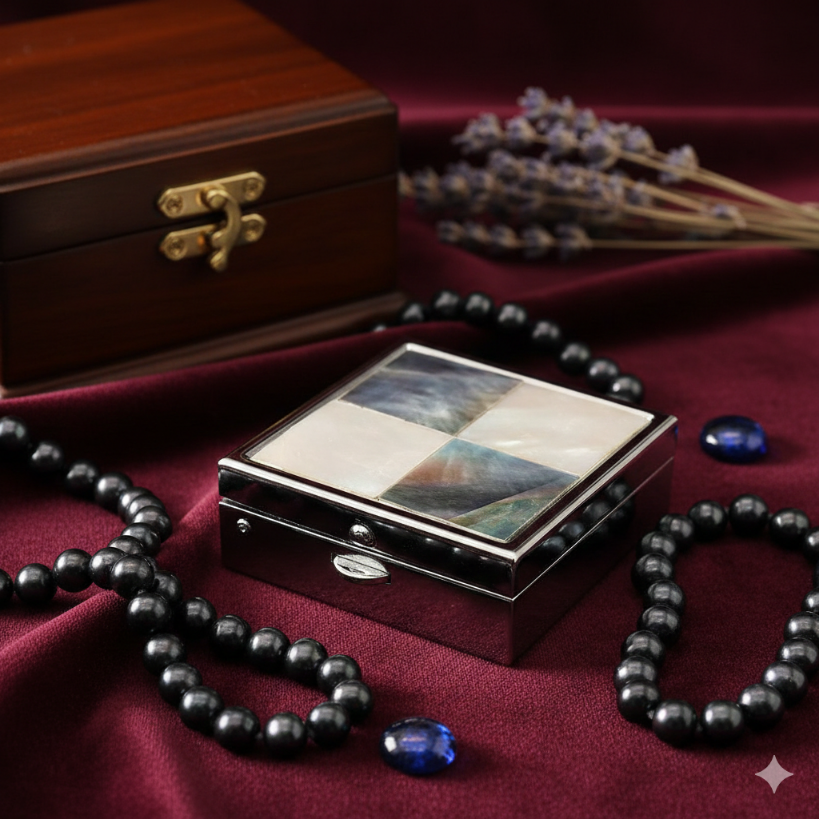 Pillendose quadratisch mit Abalone und Perlmut by DAVUTA