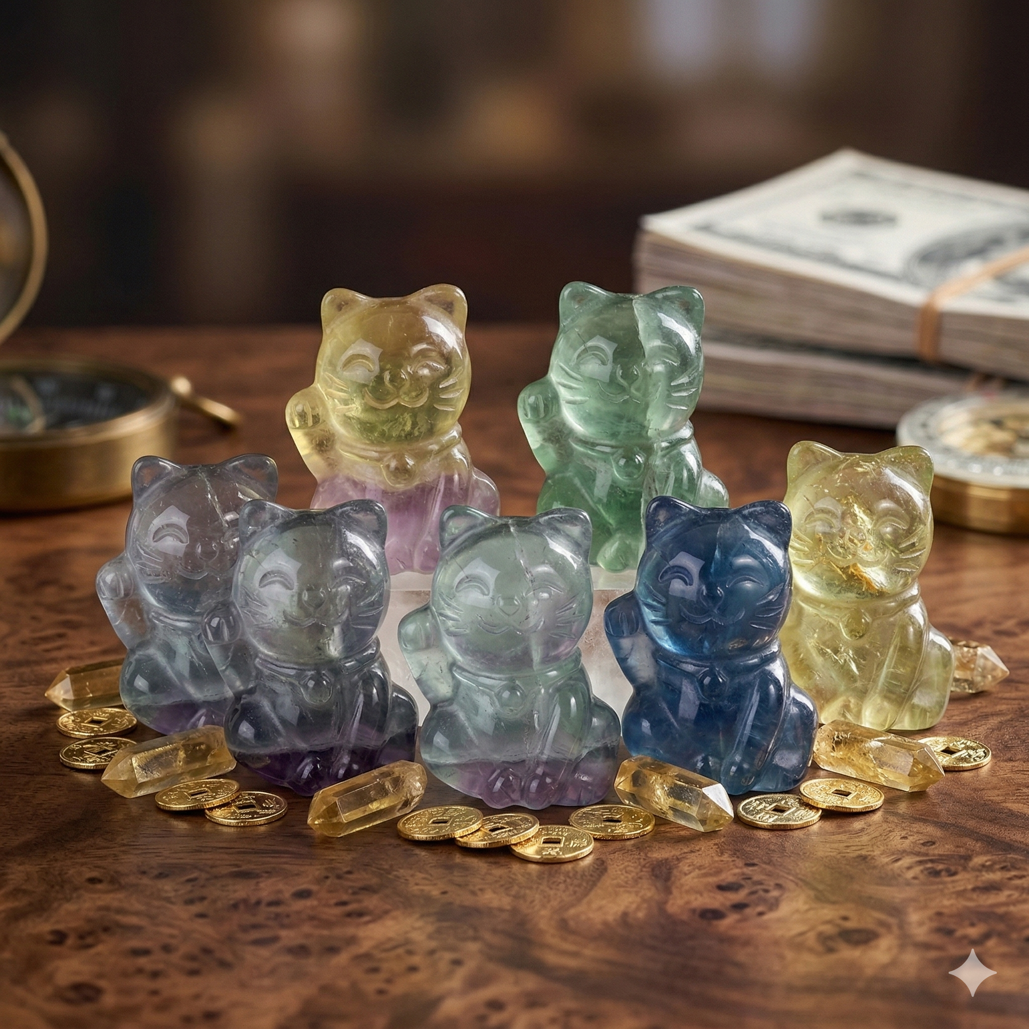 Fluorit Glückskatze (Maneki Neko)