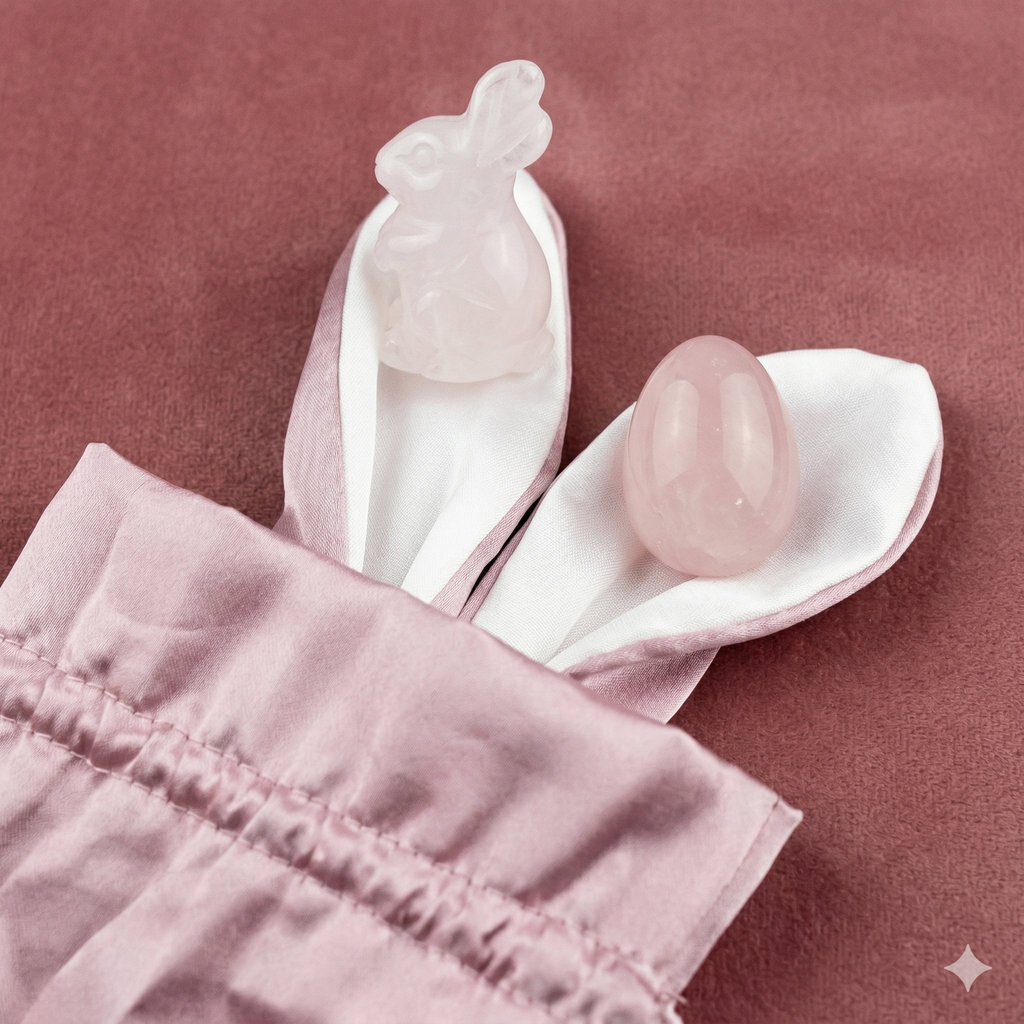 Hase klein und Ei aus Rosenquarz by DAVUTA