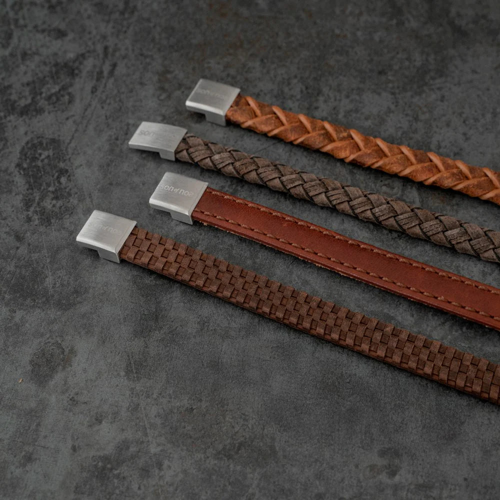 Herren Armband / Terra Calma / Kalbsleder + Edelstahl / schlicht und edel