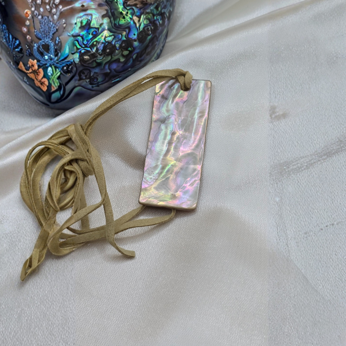 Abaloneanhänger Rechteck am Band