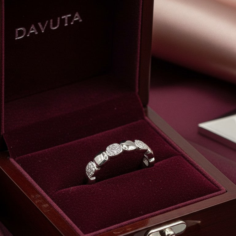 Damen Ring Band Silber mit Zirkonia