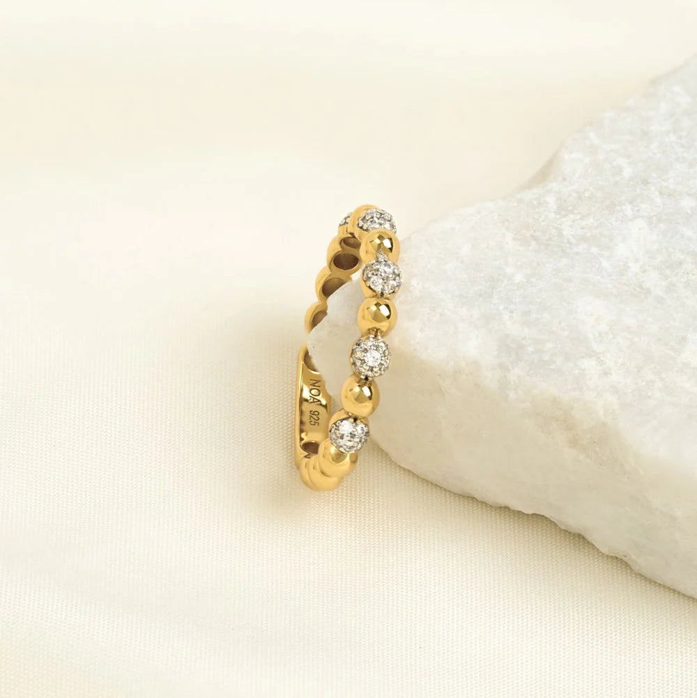 Damen Ring / Sfere d'Oro / 925er Silber vergoldet / Zirkonia / Pennynor