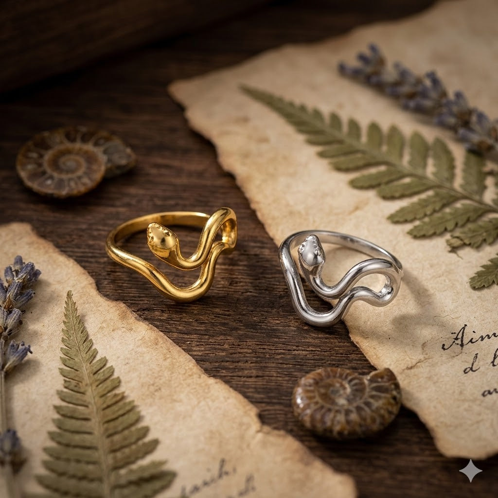 Damen Ring Schlange / Serpente Avvolta / 925er Silber vergoldet / edel + mystisch