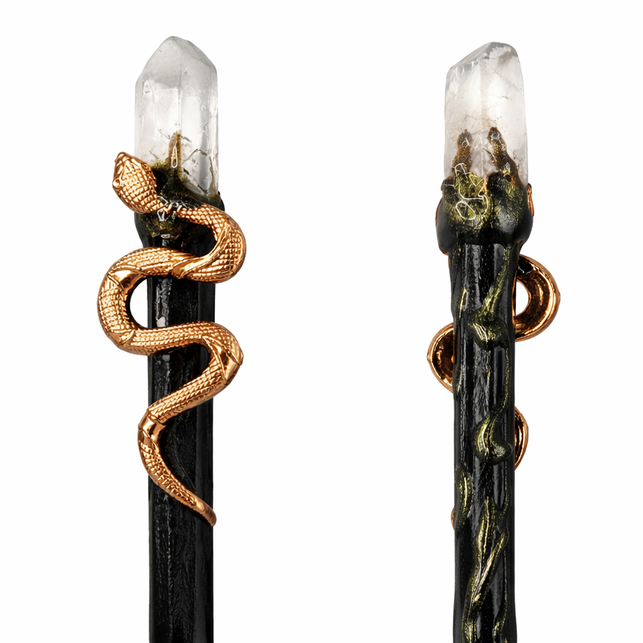 Zauberstab/Ritualstab Bergkristall Schlange No. 2