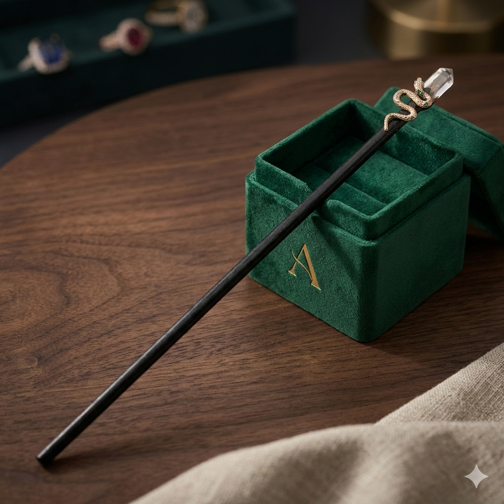 Ritualstab mit Bergkristall und Schlange by DAVUTA Spirit Specials