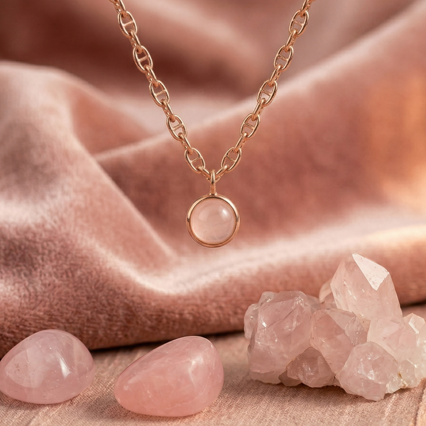 Rosenquarz und Roségoldkette DAVUTA