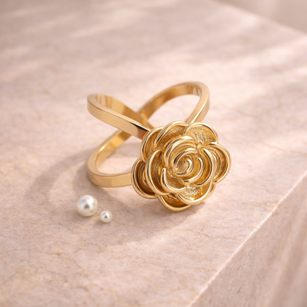 Schalring Rose Edelstahl vergoldet by DAVUTA