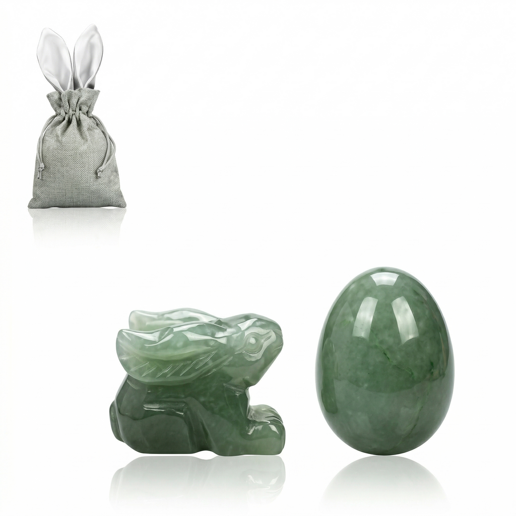 Aventurin Oster-Set - Edelstein Hase & Ei