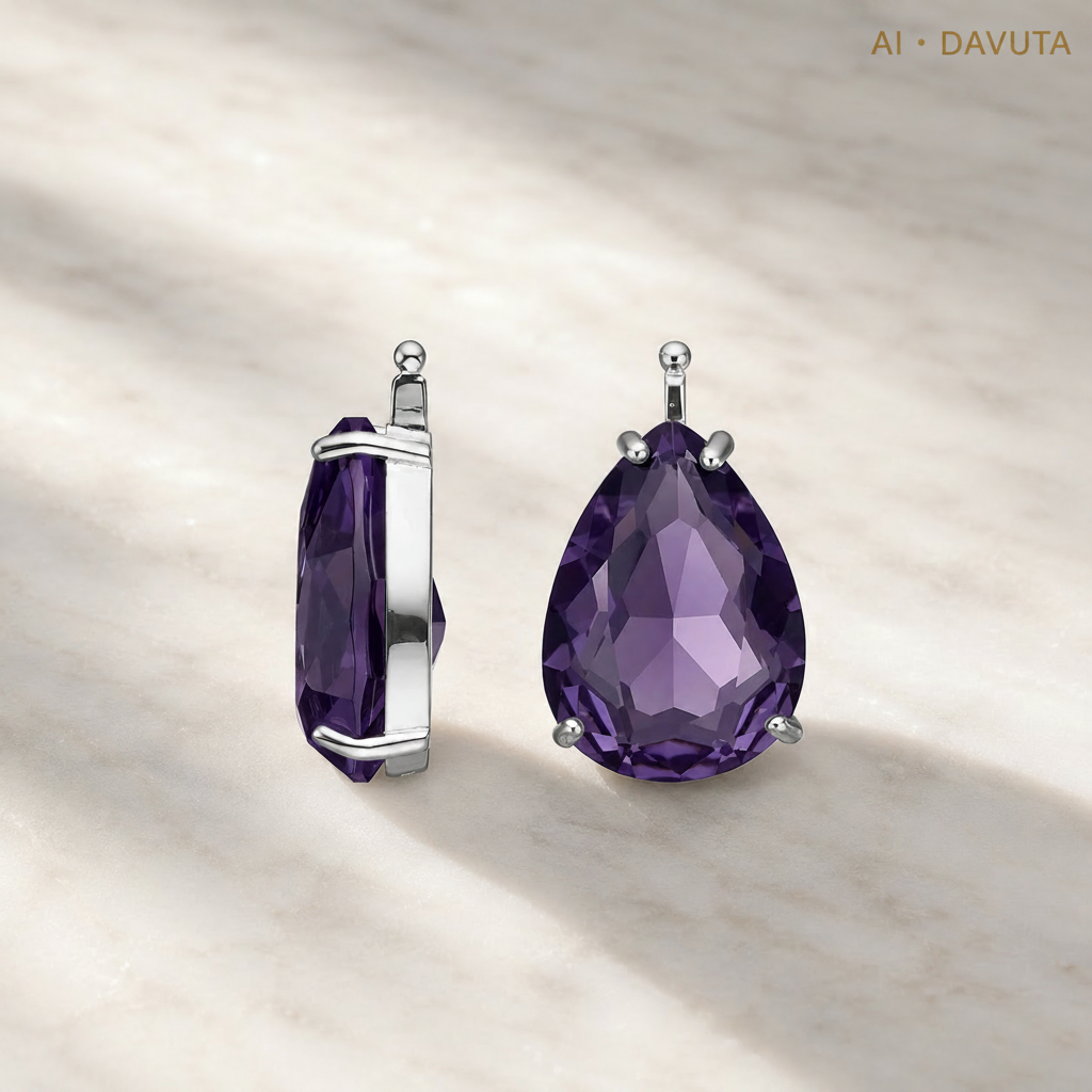 Damen Ohrring System Anhänger / Pendente Viola / 925er Silber / Quarzglas