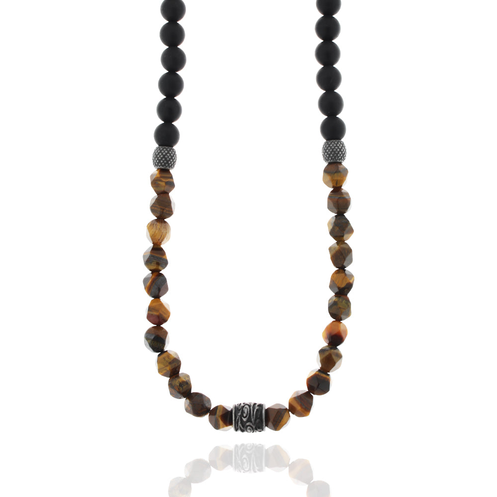 Herren Halskette / Collana Terra & Forza / Achat + Tigerauge / Edelstahl / kraftvoll + maskulin (Kopie)