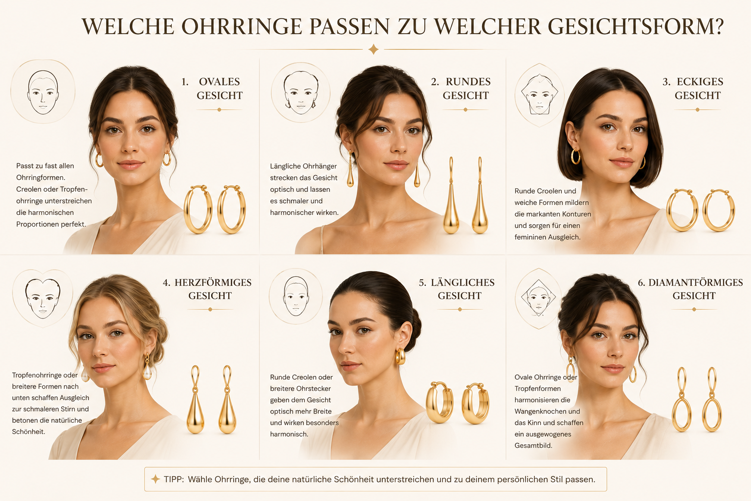 Welche Ohrringe passen zu welcher Gesichtsform by  DAVUTA