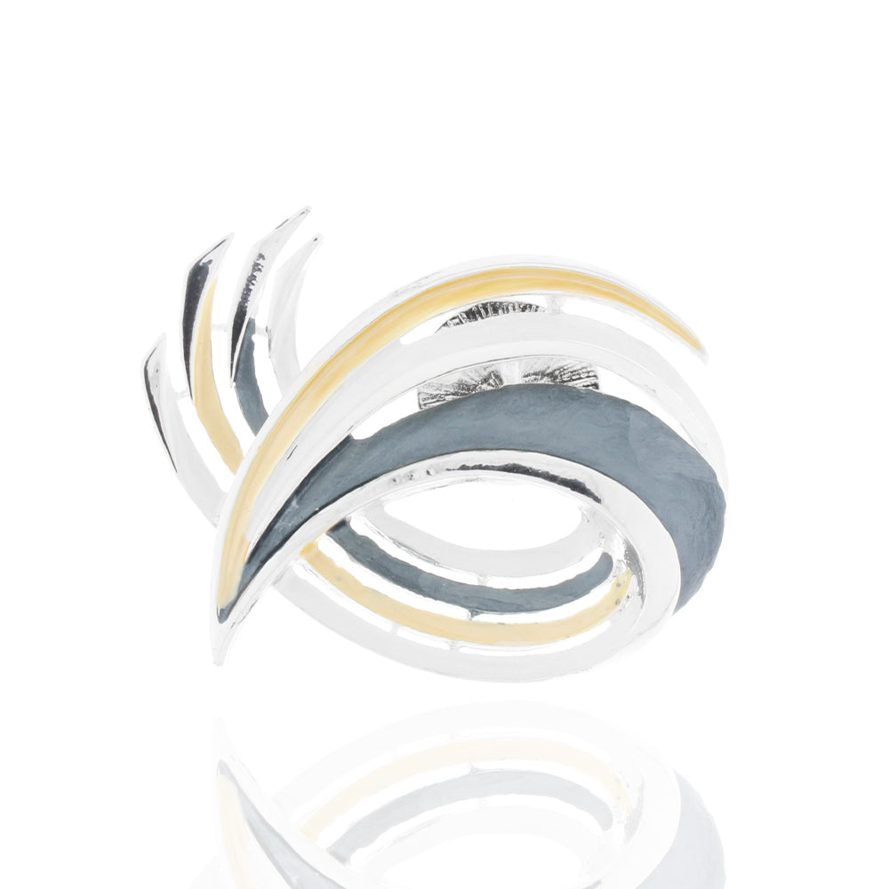 Schal-Magnet-Brosche / Serpentina Flow / versilbert / Statement-Pieces