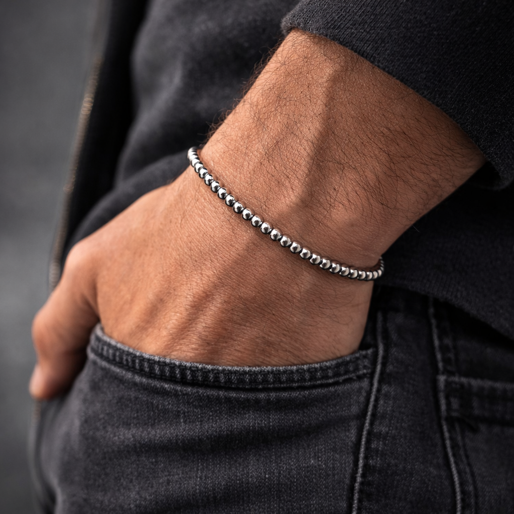 Herren Armband / Bracciale Uomo Milano / Edelstahl Silber / Schlicht und Stark