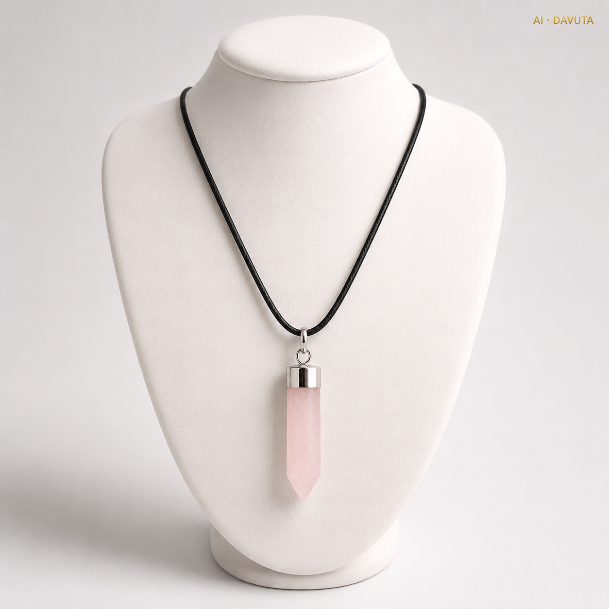 Damen Anhänger / Cristallo Rosa / Messing versilbert / Rosenquarz / Kristallspitze