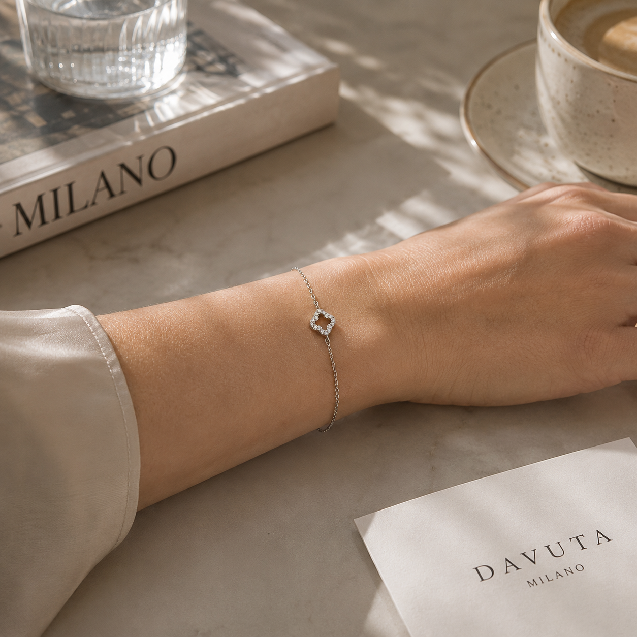 Damen Armband Kleeblatt / Fiore della Fortuna / 925er Silber / Zirkonia / feminin elegant /Serie Pamelanor