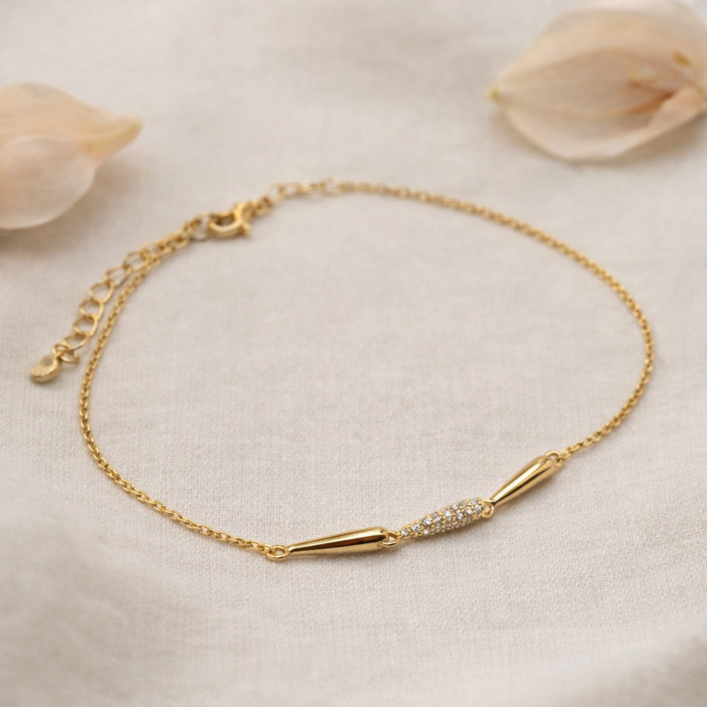 Damen Armband / Goccia Luminosa  / 935er Silber vergoldet / elegant schlicht / ROMYNOR