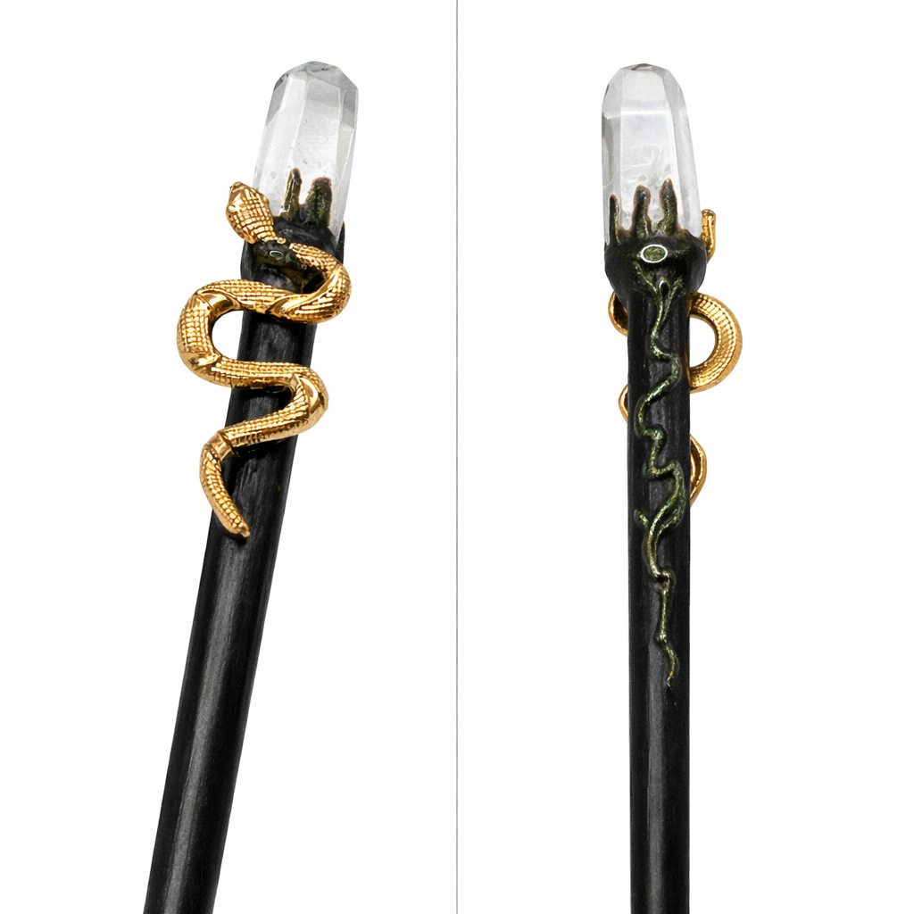Zauberstab/Ritualstab Bergkristall Schlange No. 1