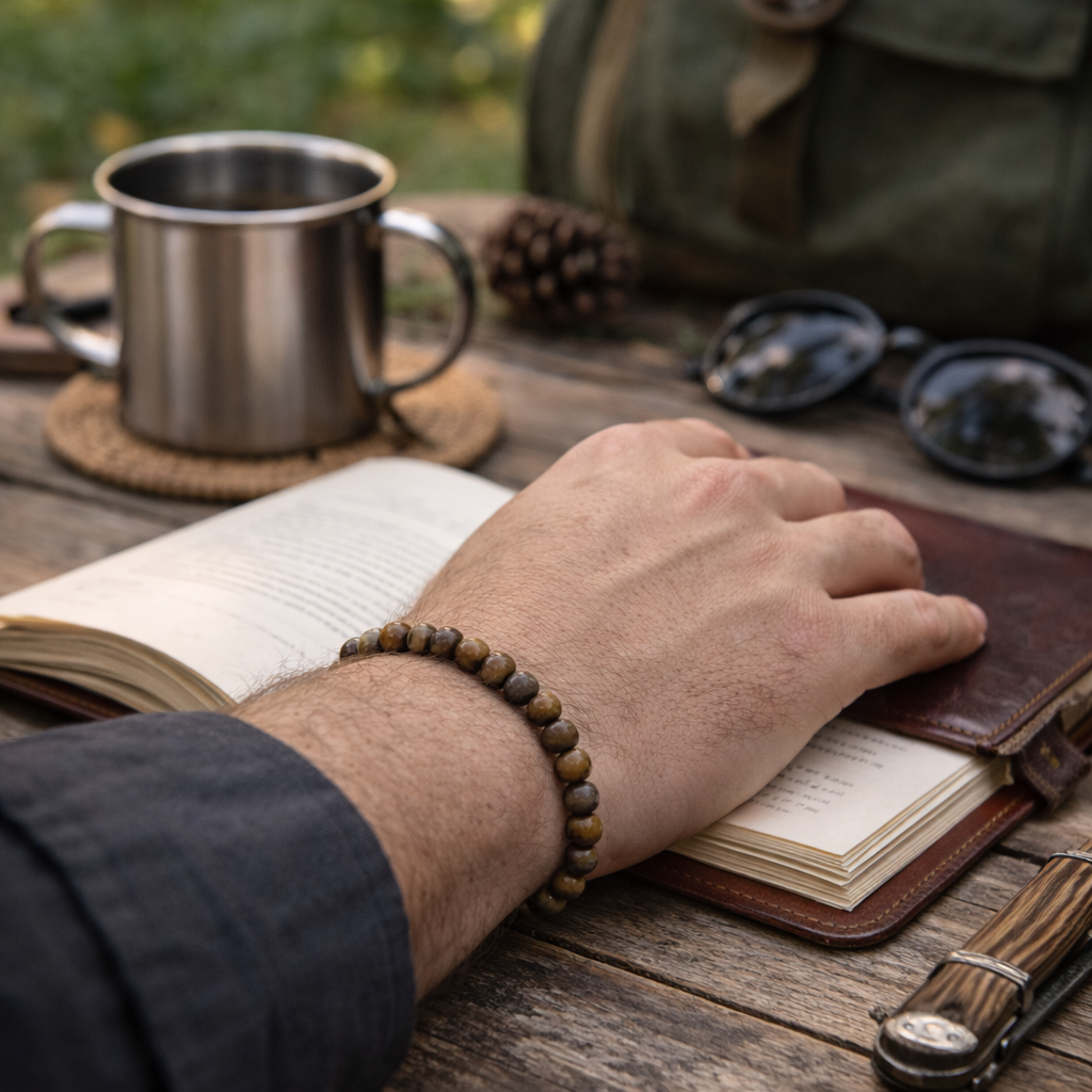Herren Armband / Occhio di Forza / Tigerauge matt / Edelstein / kraftvoll