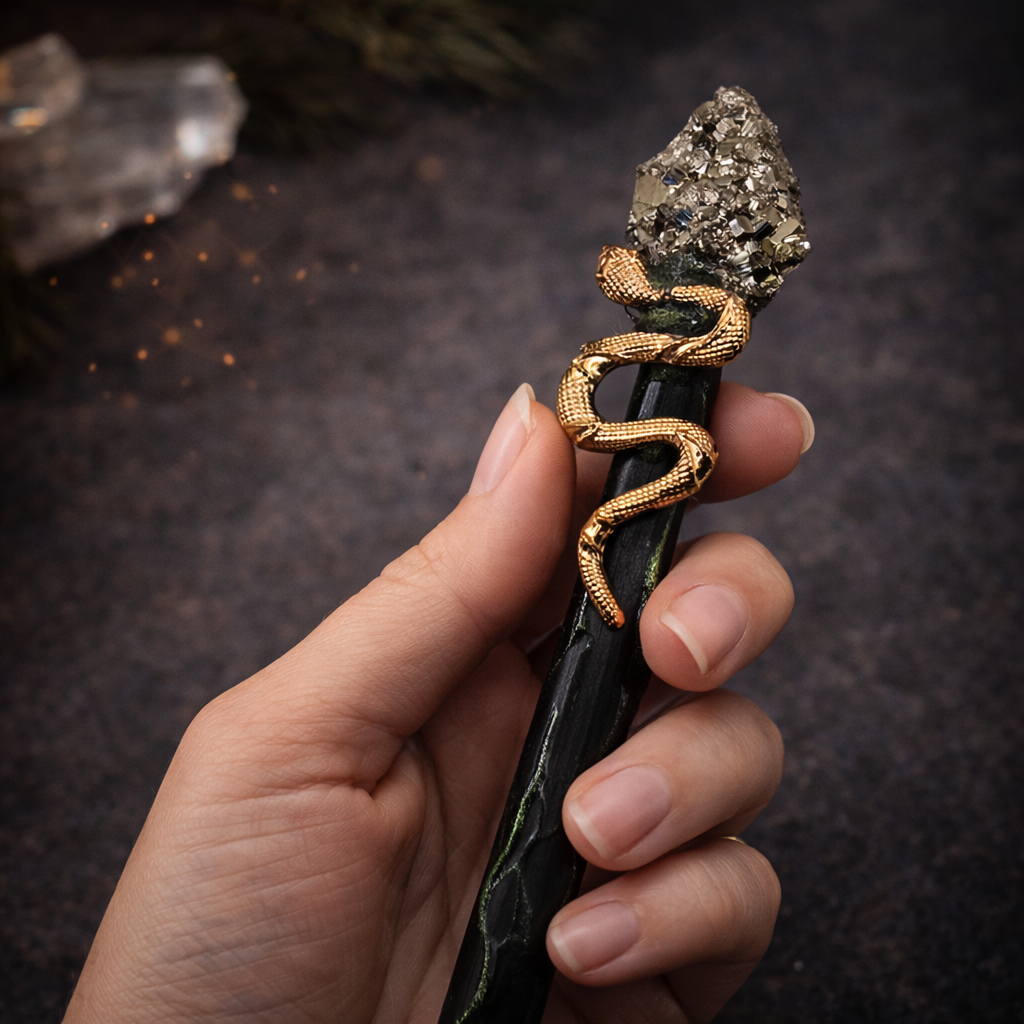 Zauberstab/Ritualstab Pyrit Schlange No. 1