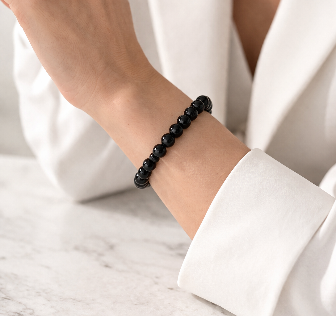 Damen Armband / Protezione Nera / Turmalin 10 mm Kugeln