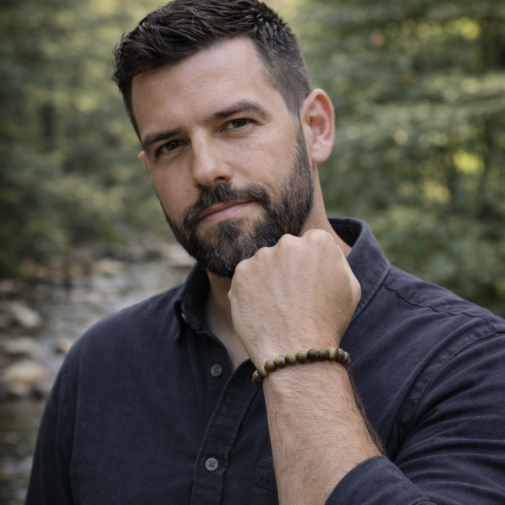 Herren Armband / Occhio di Forza / Tigerauge matt / Edelstein / kraftvoll